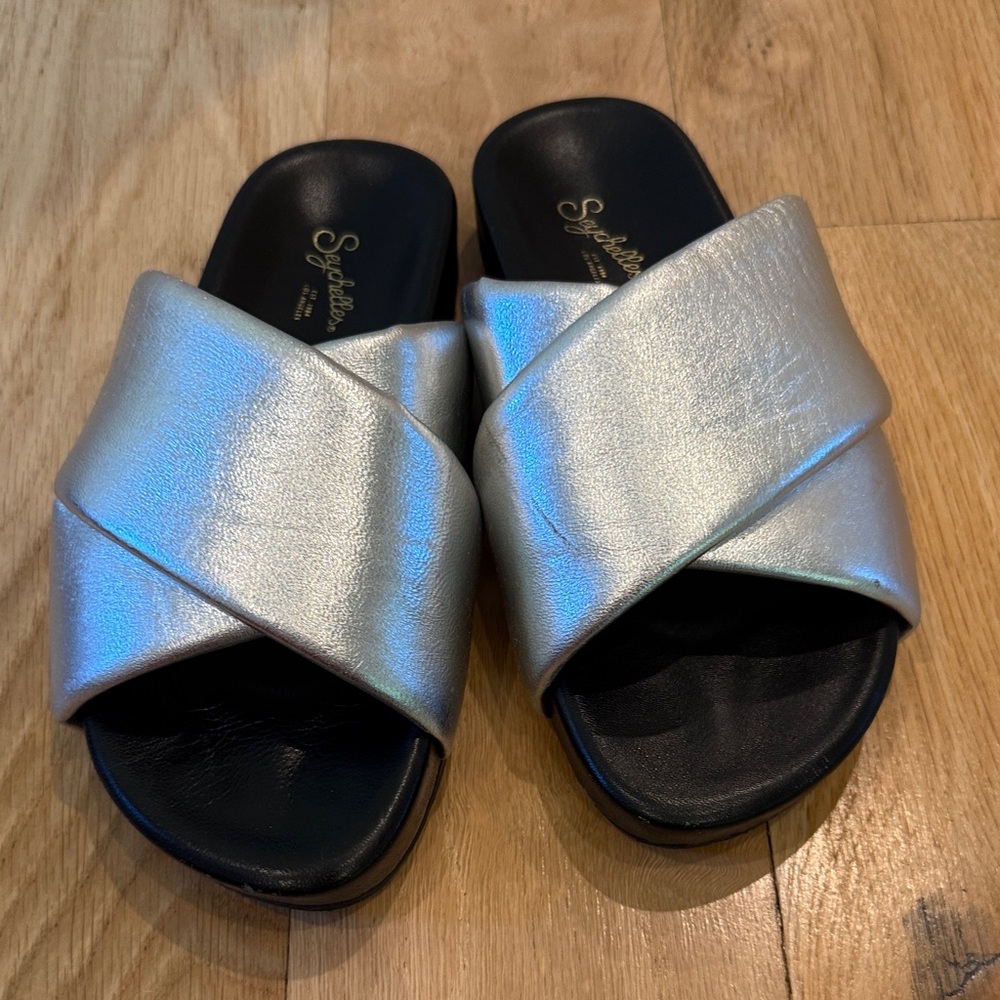 Seychelles Silver Slide Sandals